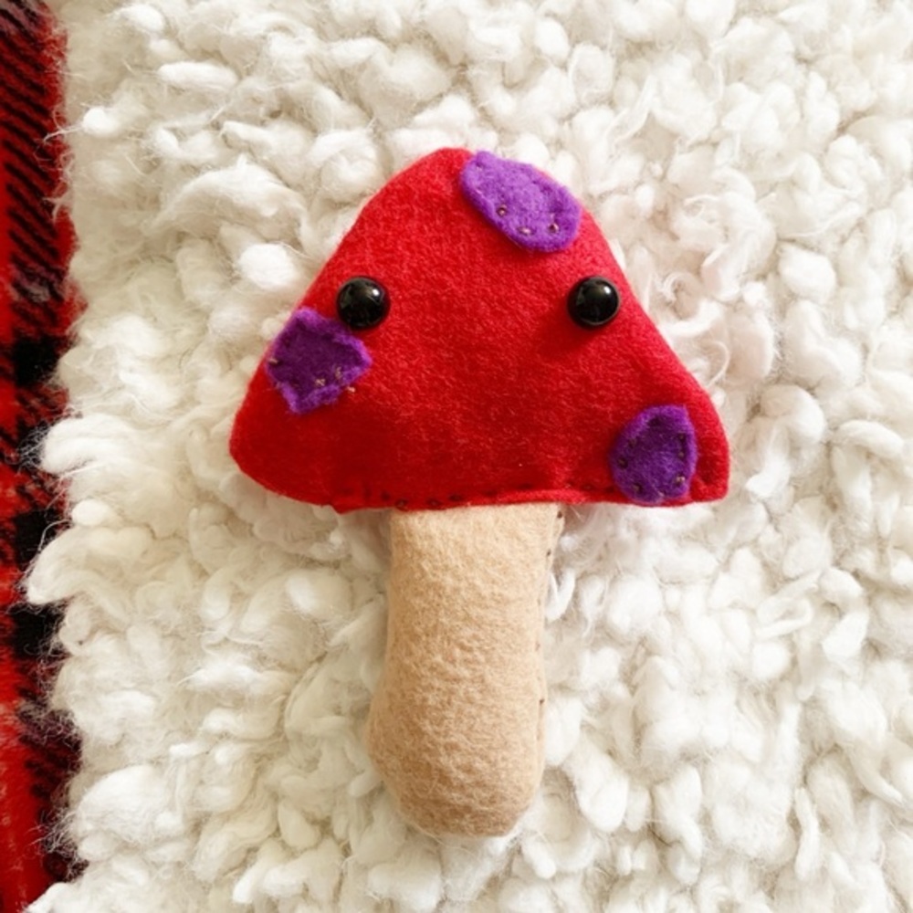 Whimsical Red & Purple Mushroom “Micro-Dose” Felt Decor Accent